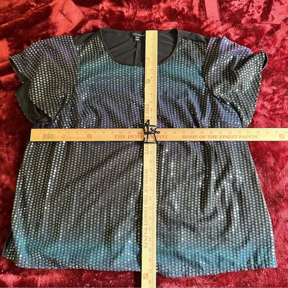 Lane Bryant Sz 18/20 Shimmering Black Sequin Tee - Picture 8 of 8